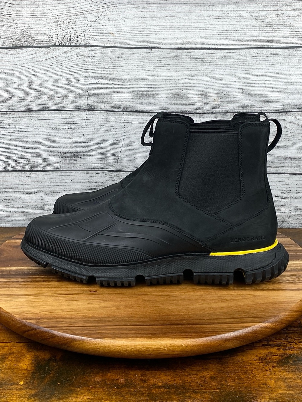 Cole Haan 4.ZEROGRAND Chelsea Lightweight Black WP Rain Boot C34055 Mens Size 13